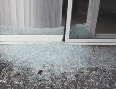 Damaged window glass