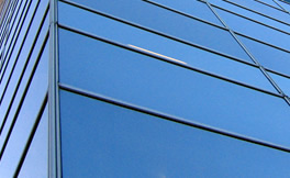 High rise buildings with auto cleaning glass